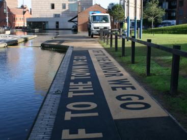 Way-finding artwork installed on Towpath