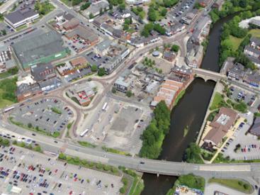 Aerial View of Radcliffe town centre